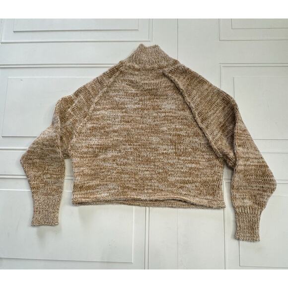 Altar'd State NWT Oatmeal Brown Turtle Neck Knit Cropped Sweater X Small XS - Picture 5 of 7